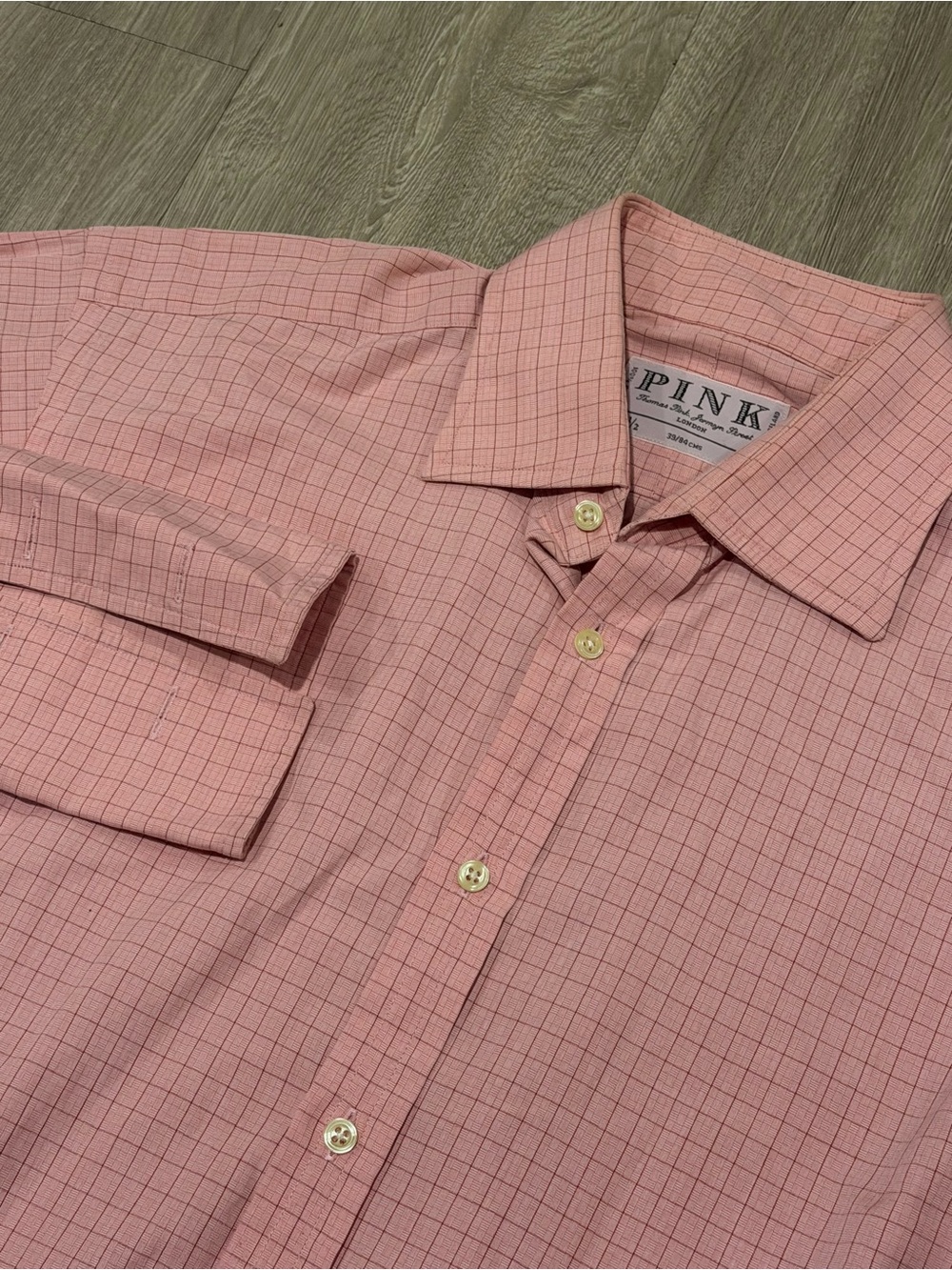 Thomas Pink London Light Pink Check Dress Shirt Made in England 🏴15.5X33